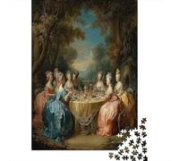 52x38cm/1000pcs Puzzles pour Adolescents Adultes Dames élégantes au dîner Rassemblement dans Un Jardin Baroque