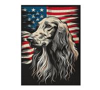 52x38cm/1000pcs Puzzles pour Adolescents Afghan Hound American Flag Puzzle pour Adultes - Jeu De Réflexion - Anti-Stress - Stimule Le Cerveau