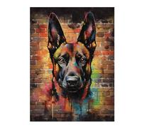 52x38cm/1000pcs Puzzles pour Adolescents Belgian Malinois Graffiti Puzzle Mural, Jouet, Décoration, Défi Difficile, Cadeau Anti-Stress 52x38cm/1000pcs