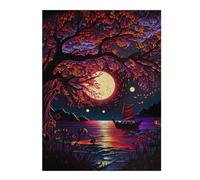 52x38cm/1000pcs Puzzles pour Adolescents Big Tree and Small Boat Puzzles Jeux Amusants Découpe De Précision Cadeaux Uniques pour Anniversaire Et Noël 52x38cm/1000pcs