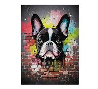 52x38cm/1000pcs Puzzles pour Adolescents Boston Terrier Graffiti Puzzle Mural, Jouet, Décoration, Défi Difficile, Cadeau Anti-Stress 52x38cm/1000pcs
