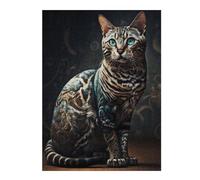 52x38cm/1000pcs Puzzles pour Adolescents Cat Tattoo Style Puzzles pour Adultes - Jeu De Réflexion - Décoration Intérieure - Difficile Et Stimulant 52x38cm/1000pcs