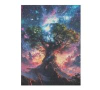 52x38cm/1000pcs Puzzles pour Adolescents Cosmic Glowing Ethereal Misty Earth Tree Puzzles pour Adultes Jeux Amusants Vacances À La Maison Passer Le Temps Défi À Compléter 52x38cm/1000pcs