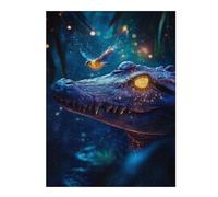 52x38cm/1000pcs Puzzles pour Adolescents Crocodile and Bird in Night Forest Puzzle Mural, Jouet, Décoration, Défi Difficile, Cadeau Anti-Stress 52x38cm/1000pcs
