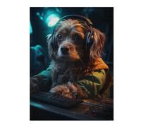 52x38cm/1000pcs Puzzles pour Adolescents Cute Gamer Dog Puzzles Jeux Amusants Découpe De Précision Cadeaux Uniques pour Anniversaire Et Noël 52x38cm/1000pcs