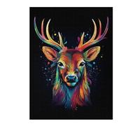 52x38cm/1000pcs Puzzles pour Adolescents Deer Pop Art Colors Puzzle Mural, Jouet, Décoration, Défi Difficile, Cadeau Anti-Stress 52x38cm/1000pcs