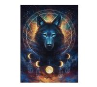 52x38cm/1000pcs Puzzles pour Adolescents Dream Catcher Wolf Puzzles Jeux Amusants Découpe De Précision Cadeaux Uniques pour Anniversaire Et Noël 52x38cm/1000pcs