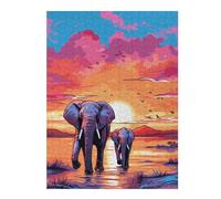 52x38cm/1000pcs Puzzles pour Adolescents Elephants Africa Sunset Puzzles pour Adultes - Jeu De Réflexion - Décoration Intérieure - Difficile Et Stimulant 52x38cm/1000pcs