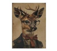 52x38cm/1000pcs Puzzles pour Adolescents Fawn in Suit and Glasses Casse-têtes pour Adolescents - Jeu De Réflexion - Cadeau d'anniversaire - Activités Amusantes À La Maison 52x38cm/1000pcs