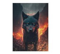 52x38cm/1000pcs Puzzles pour Adolescents Fiery Wolf Portrait -5 Puzzle Mural, Jouet, Décoration, Défi Difficile, Cadeau Anti-Stress 52x38cm/1000pcs