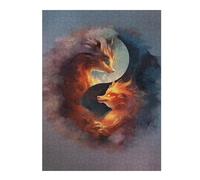 52x38cm/1000pcs Puzzles pour Adolescents Fox Yin Yang Japanese Puzzle pour Adultes, Jeu De Réflexion, Cadeau pour Femmes, Défi Éducatif 52x38cm/1000pcs