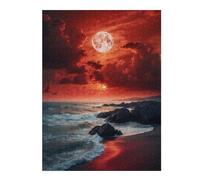 52x38cm/1000pcs Puzzles pour Adolescents Full Moon Over The Ocean Puzzle Anti-Stress - Décoration Idéale pour Un Anniversaire Ou Noël 52x38cm/1000pcs
