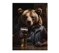 52x38cm/1000pcs Puzzles pour Adolescents Funny Drinking Bear Puzzles pour Adultes Jeu Manuel Défi Difficile Aidez Votre Cerveau À Faire Travailler 52x38cm/1000pcs
