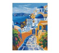 52x38cm/1000pcs Puzzles pour Adolescents Greek Island Santorini Casse-têtes pour Adolescents - Jeu De Réflexion - Cadeau d'anniversaire - Activités Amusantes À La Maison 52x38cm/1000pcs