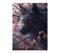 52x38cm/1000pcs Puzzles pour Adolescents Japanese Black Kitsune Fox Puzzle Anti-Stress - Décoration Idéale pour Un Anniversaire Ou Noël 52x38cm/1000pcs
