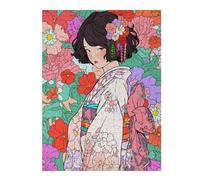 52x38cm/1000pcs Puzzles pour Adolescents Kimono Anime Girl Zen Art Puzzle Mural, Jouet, Décoration, Défi Difficile, Cadeau Anti-Stress 52x38cm/1000pcs