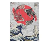 52x38cm/1000pcs Puzzles pour Adolescents Koi Fish Yin and Yang Wave Puzzle Anti-Stress - Décoration Idéale pour Un Anniversaire Ou Noël 52x38cm/1000pcs