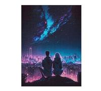52x38cm/1000pcs Puzzles pour Adolescents Night City Skyline Puzzles Jeux Amusants Découpe De Précision Cadeaux Uniques pour Anniversaire Et Noël 52x38cm/1000pcs