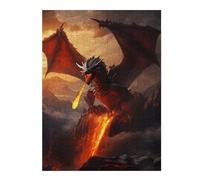 52x38cm/1000pcs Puzzles pour Adolescents Red Fire Elder Dragon Puzzles Jeux Amusants Découpe De Précision Cadeaux Uniques pour Anniversaire Et Noël 52x38cm/1000pcs
