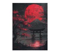 52x38cm/1000pcs Puzzles pour Adolescents Red Moon Torii Gate Fuji Puzzles pour Adultes : Analyse Et Logique du Jeu Pratique pour Anniversaire, Noël 52x38cm/1000pcs