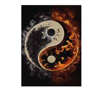 52x38cm/1000pcs Puzzles pour Adolescents Shadow Flame Yin and Yang Puzzles pour Adultes : Analyse Et Logique du Jeu Pratique pour Anniversaire, Noël 52x38cm/1000pcs