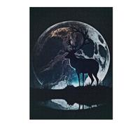 52x38cm/1000pcs Puzzles pour Adolescents Silhouette of A Deer Puzzle pour Adultes - Jeu Manuel - Décoration Parfaite - Difficile Et Stimulant 52x38cm/1000pcs