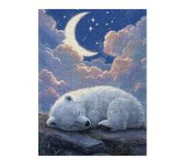 52x38cm/1000pcs Puzzles pour Adolescents Sleeping Polar Bear Night Sky Jeu De Puzzle Et De Réflexion, Cadeaux pour Femmes, À Offrir À Toute La Famille 52x38cm/1000pcs