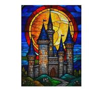 52x38cm/1000pcs Puzzles pour Adolescents Stained Glass Castle Puzzle Mural, Jouet, Décoration, Défi Difficile, Cadeau Anti-Stress 52x38cm/1000pcs