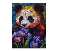 52x38cm/1000pcs Puzzles pour Adolescents Stained Glass Panda Casse-têtes pour Adolescents - Jeu De Réflexion - Cadeau d'anniversaire - Activités Amusantes À La Maison 52x38cm/1000pcs