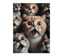 52x38cm/1000pcs Puzzles pour Adolescents Surprised Cats Compilation-1 Puzzles pour Adultes Jeux De Détente Découpe De Précision Interaction Parent-Enfant 52x38cm/1000pcs