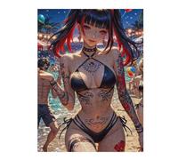 52x38cm/1000pcs Puzzles pour Adolescents Tattooed Beach Anime Girl Jeu De Puzzle Et De Réflexion, Cadeaux pour Femmes, À Offrir À Toute La Famille 52x38cm/1000pcs