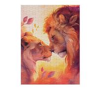 52x38cm/1000pcs Puzzles pour Adolescents Together Forever Lion Love Puzzle Mural, Jouet, Décoration, Défi Difficile, Cadeau Anti-Stress 52x38cm/1000pcs