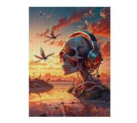 52x38cm/1000pcs Puzzles pour Adolescents Twilight Music Skull Puzzles pour Adultes - Jeu De Réflexion - Décoration Intérieure - Difficile Et Stimulant 52x38cm/1000pcs