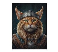 52x38cm/1000pcs Puzzles pour Adolescents Viking Cat Portrait Puzzle Mural, Jouet, Décoration, Défi Difficile, Cadeau Anti-Stress 52x38cm/1000pcs