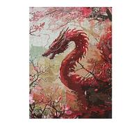 52x38cm/1000pcs Puzzles pour Adolescents Vintage Red Dragon Puzzle pour Adultes - Jeu Manuel - Décoration Parfaite - Difficile Et Stimulant 52x38cm/1000pcs