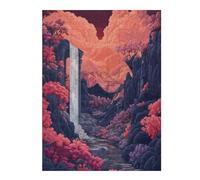 52x38cm/1000pcs Puzzles pour Adolescents Waterfall Ruin Valley Puzzle Mural, Jouet, Décoration, Défi Difficile, Cadeau Anti-Stress 52x38cm/1000pcs