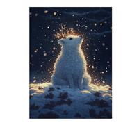 52x38cm/1000pcs Puzzles pour Adolescents White Deer in Snow Puzzle Mural, Jouet, Décoration, Défi Difficile, Cadeau Anti-Stress 52x38cm/1000pcs
