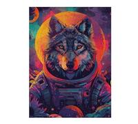 52x38cm/1000pcs Puzzles pour Adolescents Wolf Astronaut Space Puzzles pour Adultes Jeux De Détente Cadeau d'anniversaire Cadeaux Uniques pour Un Anniversaire Et Noël 52x38cm/1000pcs