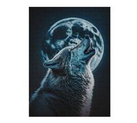 52x38cm/1000pcs Puzzles pour Adolescents Wolf Howling at Moon Puzzle pour Adultes - Jeu De Réflexion - Anti-Stress - Stimule Le Cerveau