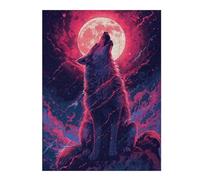 52x38cm/1000pcs Puzzles pour Adolescents Wolf Howling at The Moon Puzzles pour Adultes Jeux De Détente Cadeau d'anniversaire Cadeaux Uniques pour Un Anniversaire Et Noël 52x38cm/1000pcs