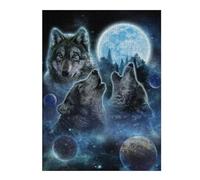 52x38cm/1000pcs Puzzles pour Adolescents Wolves Howling at The Moon Puzzles pour Adultes Jeux De Détente Découpe De Précision Interaction Parent-Enfant 52x38cm/1000pcs