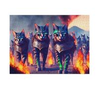 52x38cm/1000pcs Puzzles pour Adultes Ancient Cat Warriors Marching Through Flames Puzzle pour Adultes - Jeux De Détente - Course De Vitesse Manuelle - Difficile Et Stimulant 52x38cm/1000pcs