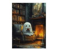 52x38cm/1000pcs Puzzles pour Adultes - Cadeaux Ghostly Cozy Fireplace Puzzle pour Adultes - Jeux Amusants - Cadeau d'anniversaire pour Les Amateurs De Jeux 52x38cm/1000pcs