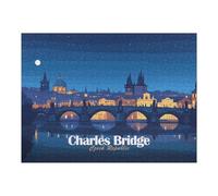 52x38cm/1000pcs Puzzles pour Adultes Charles Bridge, Czech Republic at Night Puzzles pour Adolescents Jeux Relaxants Décoration Murale Cadeaux Uniques pour Anniversaire Et Noël 52x38cm/1000pcs