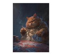 52x38cm/1000pcs Puzzles pour Adultes Chill Cat Casino King Jeu De Réflexion Puzzle, Passe-Temps Idéal pour Les Vacances À La Maison, Cadeaux d'anniversaire Et De Noël Uniques 52x38cm/1000pcs