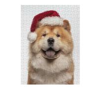 52x38cm/1000pcs Puzzles pour Adultes Chow Chow Dog with Santa Hat Puzzles pour Adolescents Jouets À Faire Soi-même Découpe De Précision Interaction Parent-Enfant 52x38cm/1000pcs