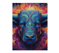 52x38cm/1000pcs Puzzles pour Adultes Colorful Bull Illustration-5 Puzzle - Jeu Manuel - Décoration Murale - Cadeaux Uniques pour Anniversaire Et Noël 52x38cm/1000pcs