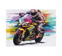 52x38cm/1000pcs Puzzles pour Adultes Colorful Motorcycle Artwork Puzzles pour Adolescents Jeux Relaxants Anti-Stress Difficiles Et Stimulants 52x38cm/1000pcs