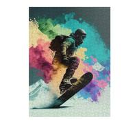 52x38cm/1000pcs Puzzles pour Adultes Colorful Snowboarder Art Puzzle - Jeu Manuel - Décoration Murale - Cadeaux Uniques pour Anniversaire Et Noël 52x38cm/1000pcs
