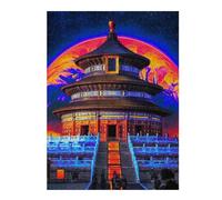 52x38cm/1000pcs Puzzles pour Adultes Colorful Temple Against Celestial Background Puzzles pour Adolescents Jeu Manuel Améliore La Mémoire Cadeaux Uniques pour Anniversaire Et Noël 52x38cm/1000pcs